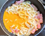 厚切りベーコンと豆乳のカルボナーラうどん作り方9写真