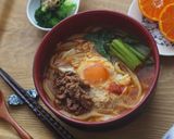 牛肉と小松菜のスンドゥブ風うどん作り方5写真