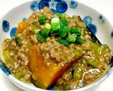 レンジで☆かぼちゃの煮物そぼろあんかけ作り方9写真
