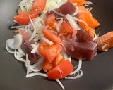 鮪とサーモンの中華炒め〜残りもの刺身で〜作り方4写真