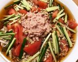腸まで届くきゅうりトマトツナのサラダ蕎麦作り方5写真