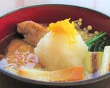 鶏もも肉と焼きねぎのあごだしお雑煮作り方5写真