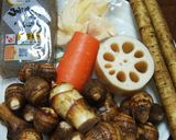 野菜だけの煮物(こんにゃくを加え)作り方1写真