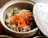 水菜と豚肉の蒸し鍋定食作り方1写真