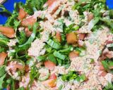 春菊とトマトのサラダ~*胡麻マヨ掛け作り方4写真