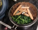 ほうれん草　卵　ソーセージのポパイ炒め作り方1写真