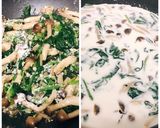 ほうれん草としめじのクリームパスタ作り方5写真