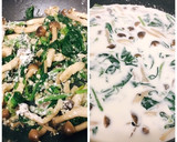 ほうれん草としめじのクリームパスタ作り方5写真