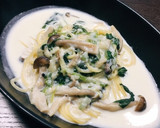ほうれん草としめじのクリームパスタ作り方7写真