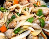 野菜と薄切り豚肉の肉団子甘酢餡作り方14写真