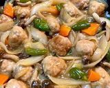 野菜と薄切り豚肉の肉団子甘酢餡作り方16写真