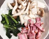きのこベーコンほうれん草のクリームパスタ作り方1写真