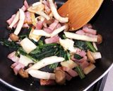 きのこベーコンほうれん草のクリームパスタ作り方3写真
