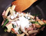 きのこベーコンほうれん草のクリームパスタ作り方4写真