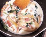 きのこベーコンほうれん草のクリームパスタ作り方5写真