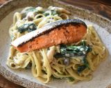 下味冷凍で簡単♪鮭の味噌クリームパスタ作り方7写真