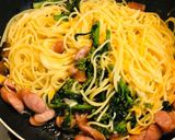 菜の花とソーセージのチーズパスタ作り方3写真