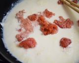 レストランの明太子クリームパスタ作り方4写真