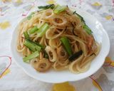 ロメスパ風＊ちくわと小松菜のスパゲッティ作り方3写真