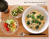 菜の花と明太子のクリームパスタ作り方4写真