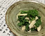 菜の花と鶏胸肉の辛子和え☆胡麻風味作り方8写真