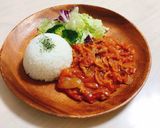 トマト缶で♪ふわとろ卵のオムハヤシライス作り方1写真