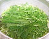 素材一品だけおかず、便利な水菜のごま和え作り方1写真