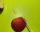 リンゴ飾り切り　リンゴの扇　らせん階段作り方4写真