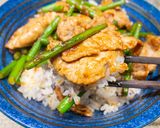 豚肉とニンニクの芽の丼作り方7写真