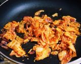 お店で食べたキムチベーコンクリームパスタ作り方3写真