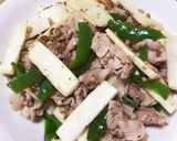 腸まで届く長イモと豚肉の醤油炒め作り方4写真