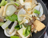 厚揚げ、豚ばら玉ねぎ小松菜であんかけ炒め作り方3写真