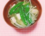 えのき茸と絹さやの澄まし汁作り方10写真