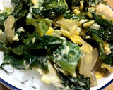 縮みほうれん草たっぷり親子丼作り方6写真