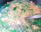 水菜と海老のふわふわ卵雑炊風作り方1写真