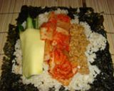 韓国土産レシピ☆キムチ納豆の岩海苔巻き☆作り方3写真