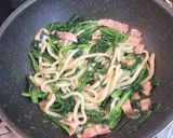ポン酢でさっぱり・菊菜の焼うどん作り方3写真
