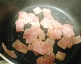 菜の花とベーコンの豆乳スープパスタ作り方2写真