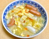 ねぎとウインナーの酸辣湯風ぽかぽかスープ作り方4写真
