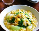 青梗菜の生姜香るホタテとフワ卵のあんかけ作り方14写真