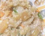 レンジりんごソースひき肉のせドーム蒸し作り方16写真