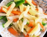 全てレンジじゃがいもひき肉りんごソース丼作り方9写真