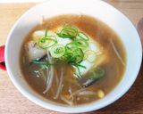 豆もやしと椎茸のユッケジャン風スープ♪作り方3写真