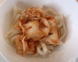 レンジで簡単！キムチ温玉うどん(少量)作り方1写真