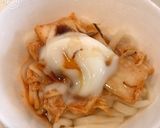 レンジで簡単！キムチ温玉うどん(少量)作り方4写真