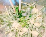 カリッと✨水菜とカニカマ長芋のかき揚げ作り方5写真