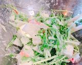 カリッと✨水菜とカニカマ長芋のかき揚げ作り方6写真