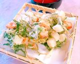 カリッと✨水菜とカニカマ長芋のかき揚げ作り方10写真