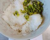 野沢菜、塩昆布、梅ゆかり混ぜご飯おにぎり作り方3写真
