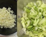 豚肉とセロリとブロッコリーのアラビアータ作り方1写真